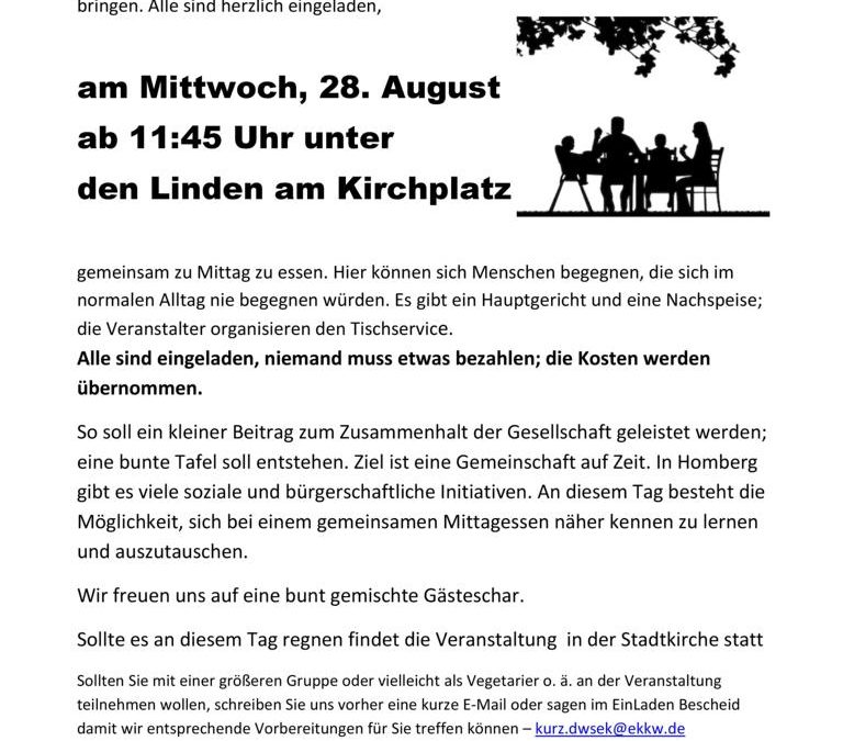 Ein Tisch für Alle am 28.08.2019